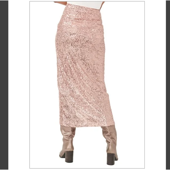 Free People Ariana Sequin Maxi Skirt in Pink Champagne - Picture 7 of 13